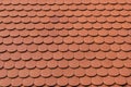 Detail of new ceramic shingle roof tile background pattern Royalty Free Stock Photo