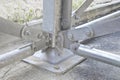 Detail of a new customizes prefabricated metal carpentry with galvanized steel components and welded and bolted steel flanges Royalty Free Stock Photo