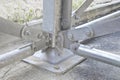 Detail of a new customizes prefabricated metal carpentry with galvanized steel components and welded and bolted steel flanges