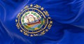 Detail of New Hampshire state flag waving Royalty Free Stock Photo