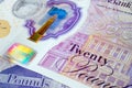 Detail of New UK Twenty Pound Note 20 Royalty Free Stock Photo