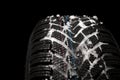 Detail new winter tire with snow Royalty Free Stock Photo