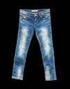 Detail of nice blue jeans on black background Royalty Free Stock Photo