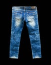 Detail of nice blue jeans on black background Royalty Free Stock Photo