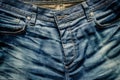 Detail of nice blue jeans in old vintage style Royalty Free Stock Photo