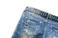 Detail of nice blue jeans on white background Royalty Free Stock Photo