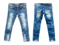 Detail of nice blue jeans on white background Royalty Free Stock Photo