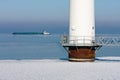 Detail of an offshore windturbine in a frozen sea