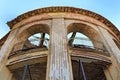 Detail of the old abandoned historical building formerly german Trading house, was built in early XX century in baltic sea Royalty Free Stock Photo