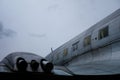 Detail of an old airplane wing with turbines and fuselage Royalty Free Stock Photo