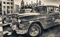 detail of old american car parked in a street Royalty Free Stock Photo