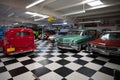 American mechanical workshop garage with classic cars Royalty Free Stock Photo