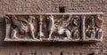 Detail of old basrelief in the Ruins of the Palace of Septimius Severus or Domus Severiana on the Palatine Hill in Rome, Italy