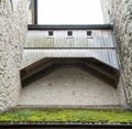 Detail of old battlements and defense walls in the historic city of Rapperswil on Lake Zurich