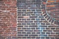 Detail from an old brick wall with different patterns visible Royalty Free Stock Photo