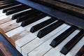 Detail of old, broken and dusty piano claviature