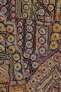 Detail old colorful patchwork carpet, India. Closeup Royalty Free Stock Photo