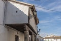 Detail of old construction with gallery columns and lanterns in the city of Orgaz. Toledo province. Community of Castilla la