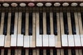 Old, broken and dusty organ keys Royalty Free Stock Photo