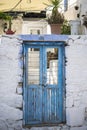 Old-fashioned blue door.