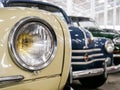 Detail of old french car with round light Royalty Free Stock Photo