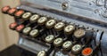 Detail of old historic cash register with numbers Royalty Free Stock Photo