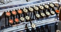 Detail of old historic cash register with numbers Royalty Free Stock Photo