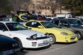 Detail of an old Japanese fifth-generation Toyota Celica rally sports car.