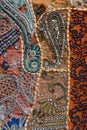 Detail old patchwork carpet, India. Close up Royalty Free Stock Photo