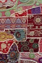 Detail old patchwork carpet, India. Close up Royalty Free Stock Photo