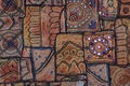 Detail old patchwork carpet, India. Close up Royalty Free Stock Photo