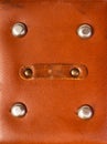 Detail of old red leather briefcase Royalty Free Stock Photo