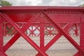 Detail of old red metal bridge Royalty Free Stock Photo