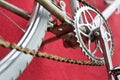 Detail of old road bike - crankset, pedal Royalty Free Stock Photo