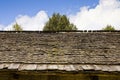 Detail of an old roof with wooden shingles Royalty Free Stock Photo