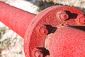 Detail of an old rusty pipeline with flange and bolts Royalty Free Stock Photo