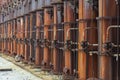 Detail of old rusty valve at Zeche Zollverein, Zollverein Coal Mine Industrial Complex in Ruhr region in Essen