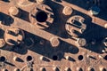 Detail of an old rusty wagon abandoned in the train cemetery of Uyuni Bolivia Royalty Free Stock Photo