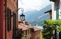 Detail of old scenic streets Salita Serbelloni in Bellagio, picturesque small town street view on Lake Como, Italy Royalty Free Stock Photo