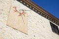 Detail of old sundial on a sunny day in a mediterranean country Royalty Free Stock Photo