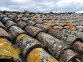 Detail of an old tiled roof Royalty Free Stock Photo