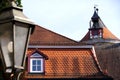 Tile roof from an older house and from an old watchtower Royalty Free Stock Photo