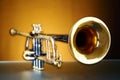 Detail of an old trumpet Royalty Free Stock Photo