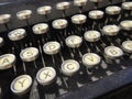 Detail of an old type writer keyboard Royalty Free Stock Photo