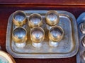 Vintage Metal Goblets on Tray, Athens Flea markets, Greece