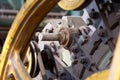 Detail of the old weaving loom at an abandoned textile factory Royalty Free Stock Photo