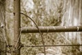 Detail of Old Wood and Rusted Iron Gate on a Rural Farm in Ameri Royalty Free Stock Photo