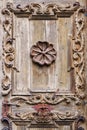 Detail of old wooden door Catholic monastery Royalty Free Stock Photo