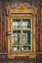 Detail of old wooden house in Tomsk, Siberia Royalty Free Stock Photo