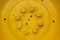 Detail of old, yellow wheel Royalty Free Stock Photo